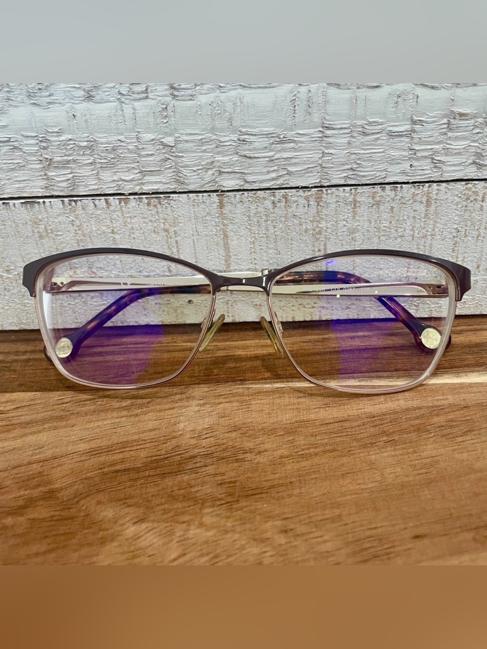 CAROLINA HERRERA VHE125K Gold Brown Pink Tortoise Square Metal FRAMES 54-15-135